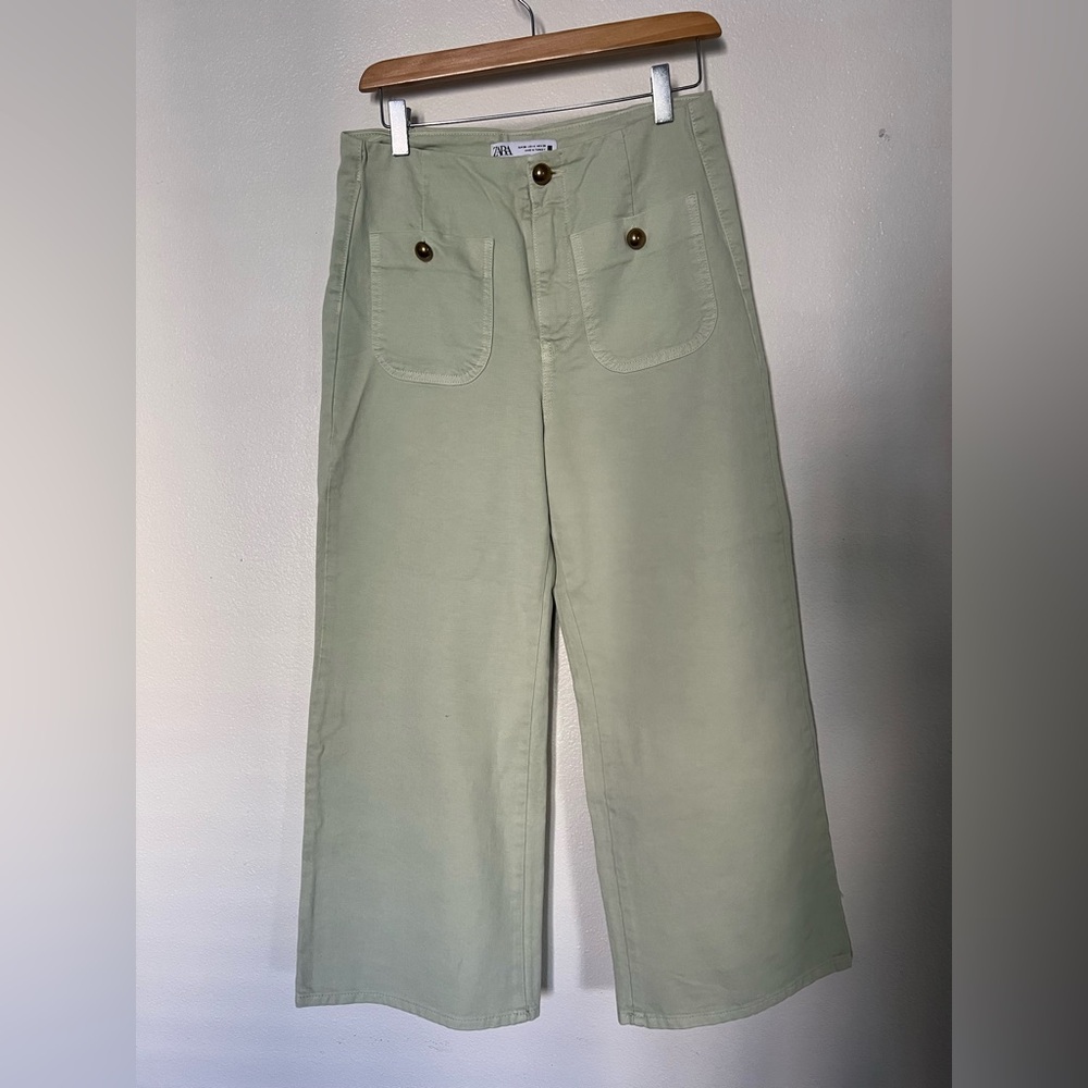 Light Green Wide-Leg Pants